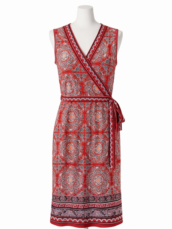 Max Studio Dresses & Skirts - Max Studio Faux Wrap Dress | Red Boho Print | Tie Waist | Small